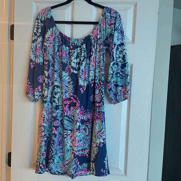 LILLY PULITZER Lana Skort Romper In Deep Indigo Gypsea Girl Size L - Picture 3 of 6